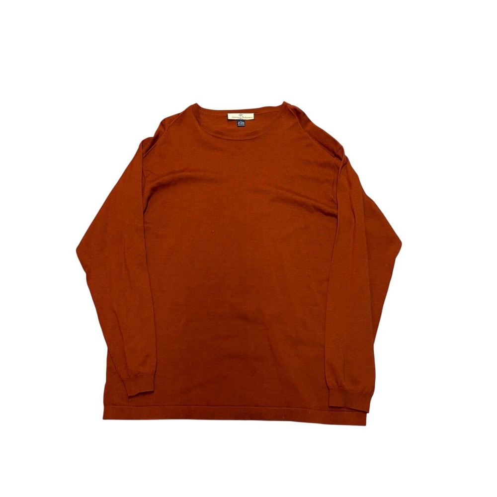 Tommy Bahama Mens Large Silk Blend Crew Neck Sweater Burnt Orange Long Sleeve